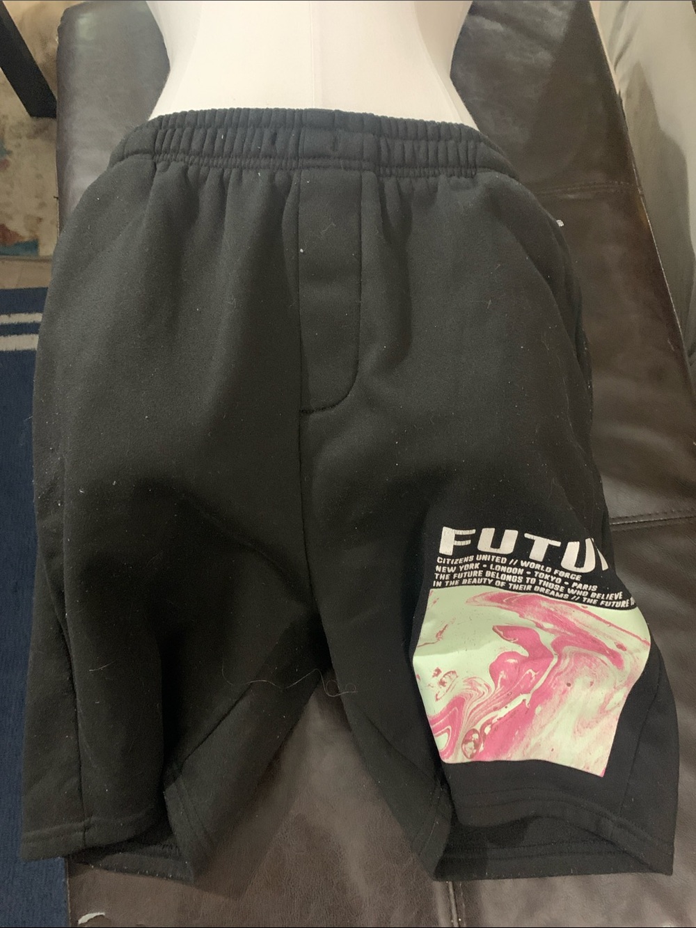 Black Graphic men’s  Shorts with Pink Accent - FUTU Styled
